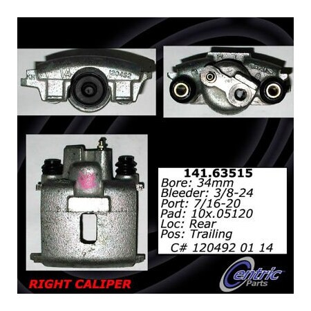 Centric Centric Semi-Loaded Brake Caliper with New Phenolic Pistons, Centric Parts 141.63515 141.63515